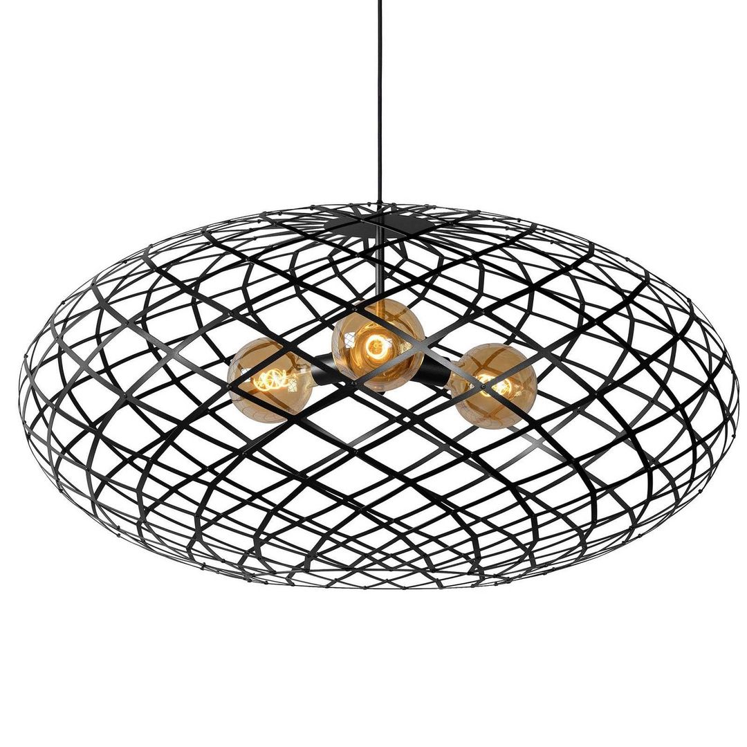 Lucide Wolfram hanging light, oval lampshade 100 cm black - Image 1
