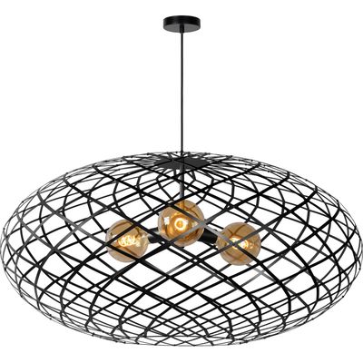 Lucide Wolfram hanging light, oval lampshade 100 cm black - Thumbnail 2