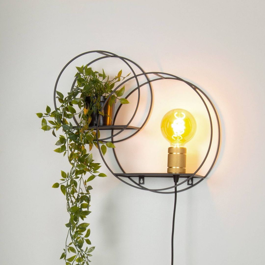 Lucide Circle wall light, black, 38 cm, E27 - Image 1