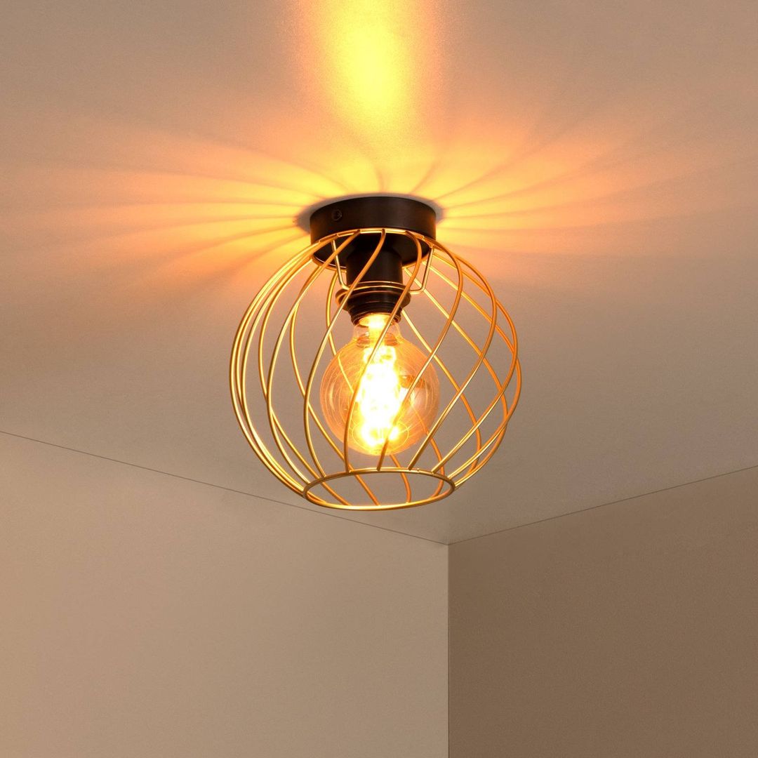 Lucide Danza ceiling light, cage lampshade, Ø 25 cm, gold - Image 1