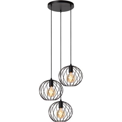 Lucide Danza pendant light, 3-bulb, round, black - Thumbnail 2