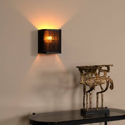 Lucide Tagalog wall light made of rattan, black/natural