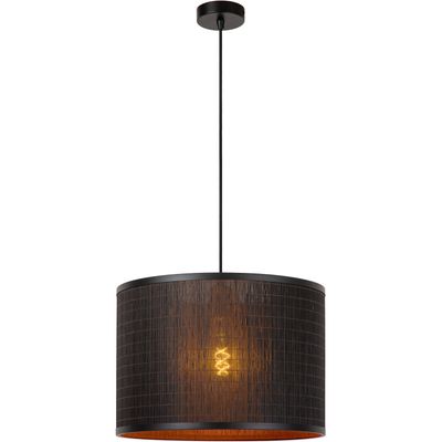 Lucide Tagalog pendant light made of rattan black/natural - Thumbnail 2