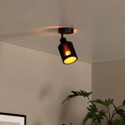 Lucide Tagalog downlight made of bamboo, 1-bulb