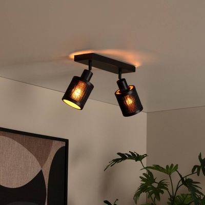Lucide Tagalog downlight made of bamboo, 2-bulb