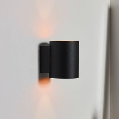 Lucide Xera wall light, black, Ø 8 cm, up/downlight, aluminium