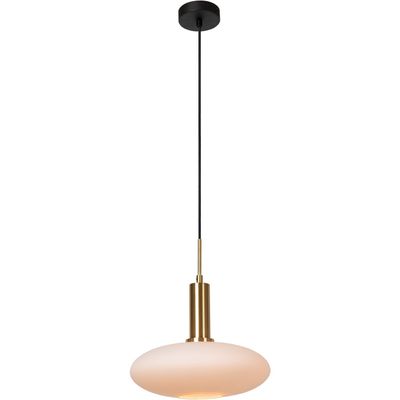 Lucide Singala pendant light, Ø 30 cm, glass, 1-bulb, opal, E27 - Thumbnail 2