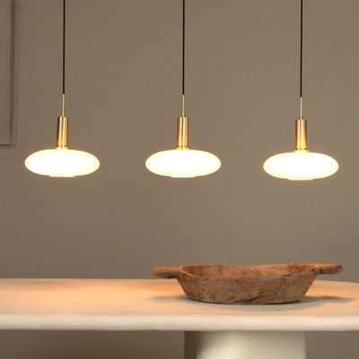 Lucide Singala glass pendant light, Ø 30 cm, 110 cm, opal, 3-bulb