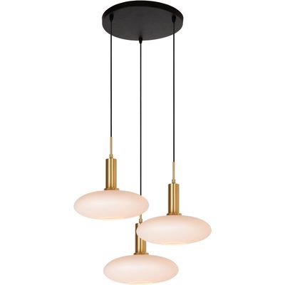 Lucide Singala pendant light, Ø 30 cm, glass, 3-bulb, opal, E27 - Thumbnail 2
