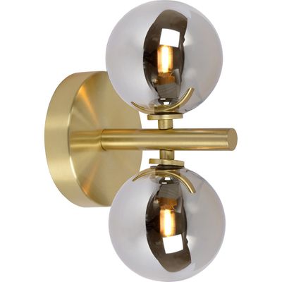 Lucide Tycho wall light, 2-bulb, gold/smoky grey - Thumbnail 2