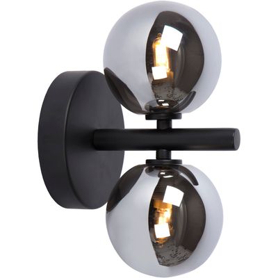 Lucide Tycho wall light, 2-bulb, black/smoky grey - Thumbnail 2