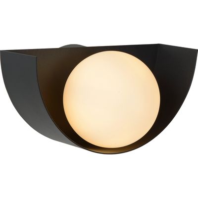 Lucide Benni wall lamp spherical glass lampshade, black - Thumbnail 2