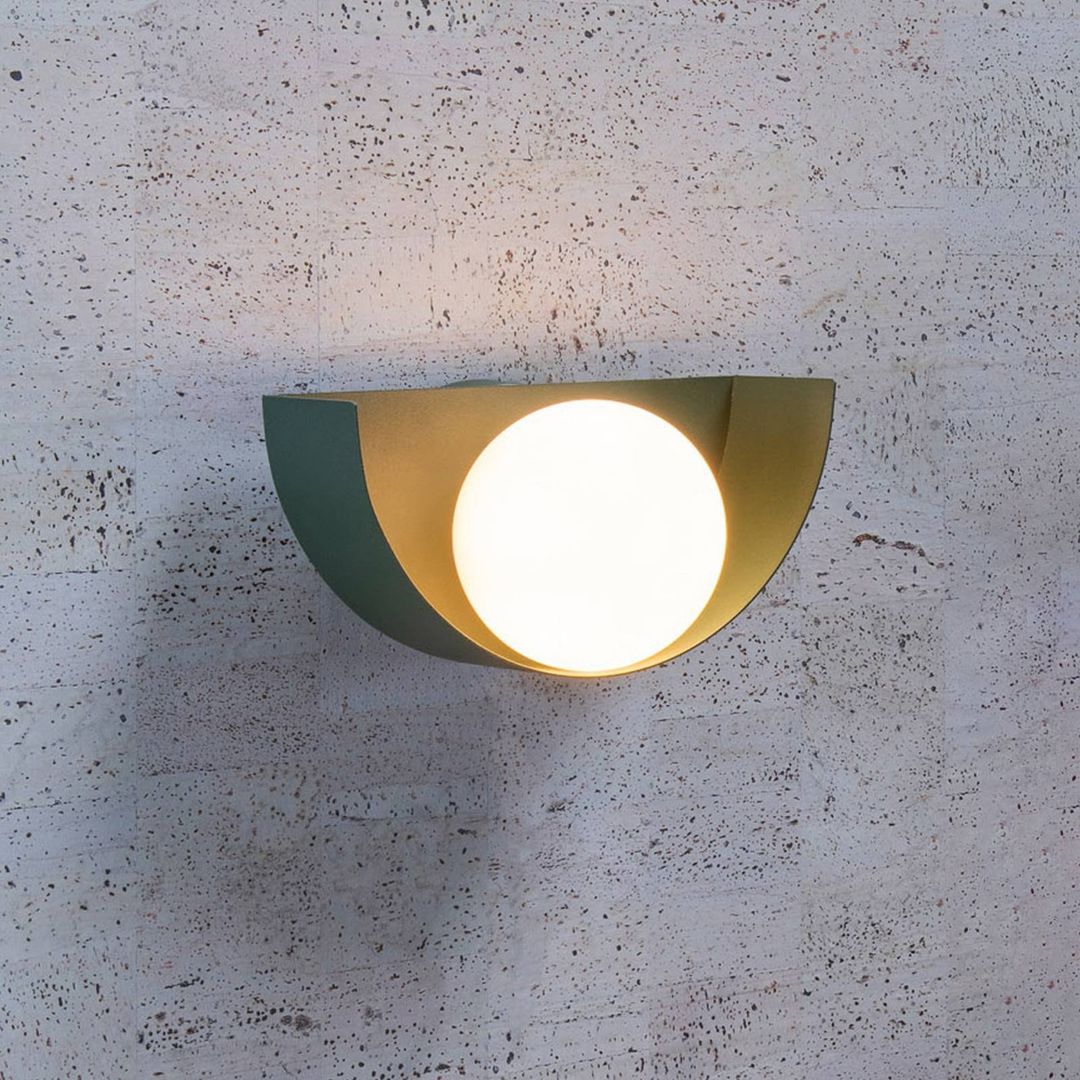 Lucide Benni wall lamp spherical glass lampshade, green - Image 1