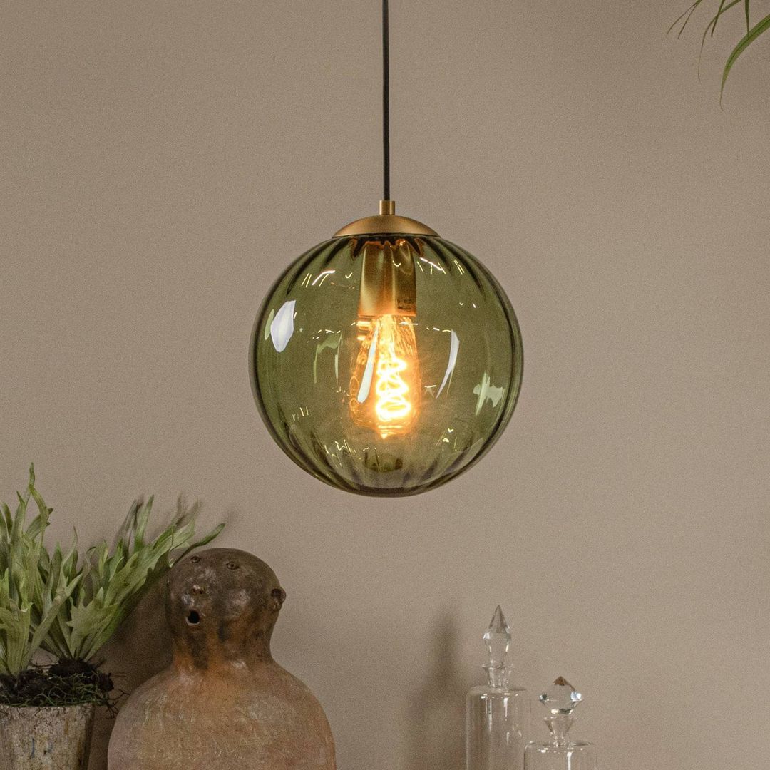 Lucide Monsaraz pendant light, green, Ø 25 cm, glass, 1-bulb - Image 1