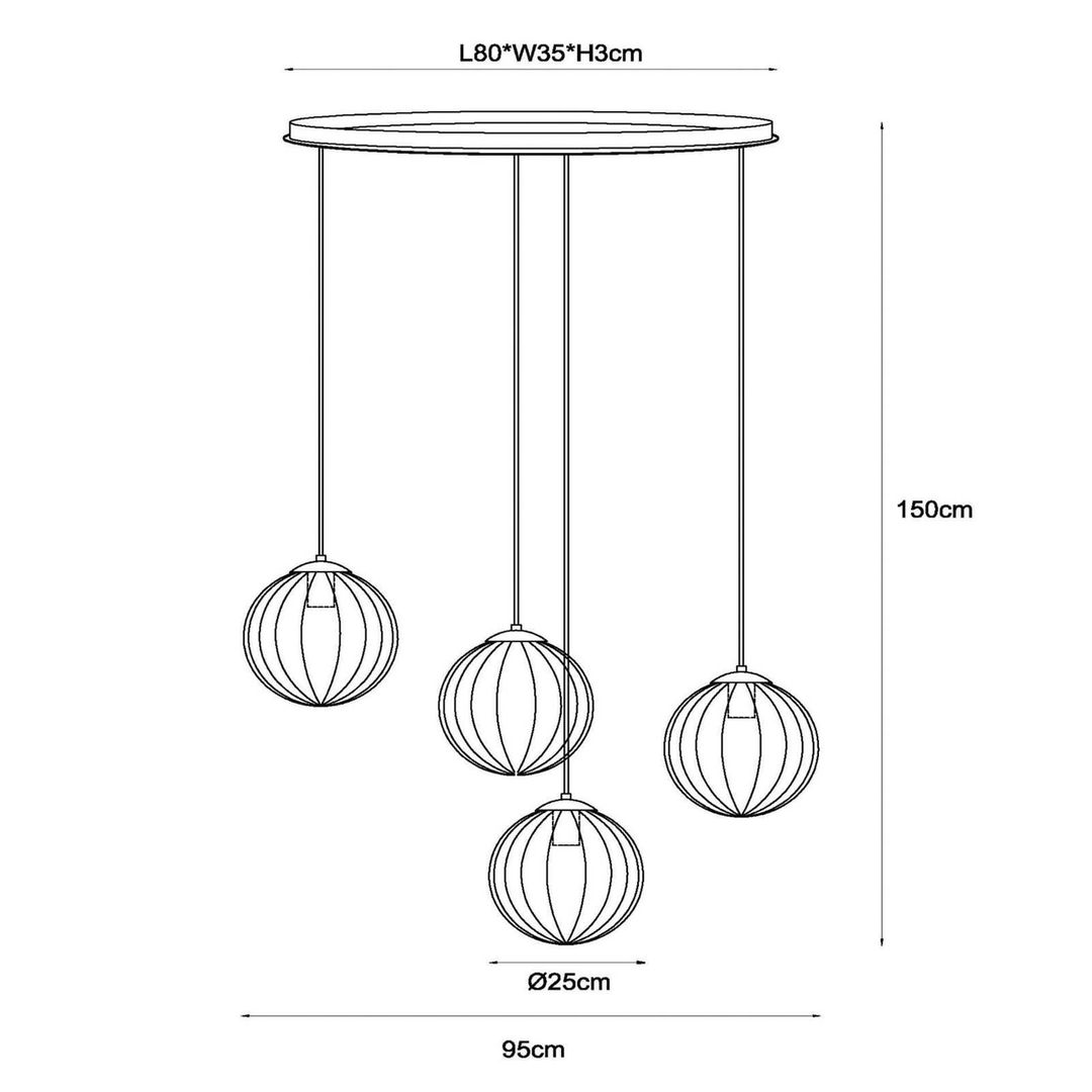 Lucide Monsaraz pendant light, green/amber, E27, 4-bulb - Image 1