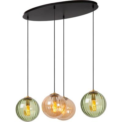 Lucide Monsaraz pendant light, green/amber, E27, 4-bulb - Thumbnail 2