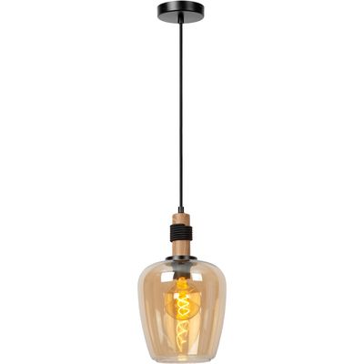 Lucide Ilona pendant light, glass, Ø 22 cm, black/amber, 1-bulb - Thumbnail 2