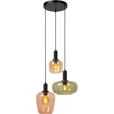Lucide Ilona pendant light, glass, multicoloured, Ø 30 cm, 3-bulb - Thumbnail 2