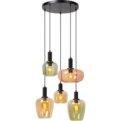 Lucide Ilona pendant light, glass, multicoloured, Ø 45 cm, 5-bulb - Thumbnail 2