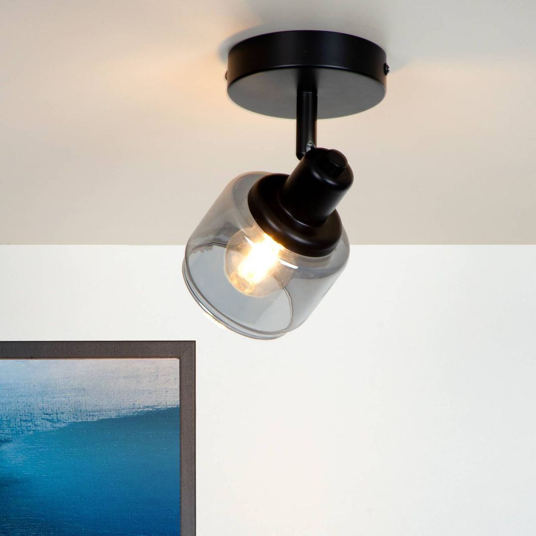Lucide Bjorn downlight 1-bulb, black/smoky grey - Image 1