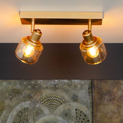 Lucide Bjorn downlight, 2-bulb, gold/brass
