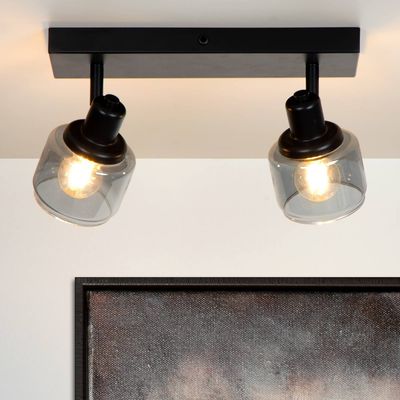 Lucide Bjorn downlight 2-bulb black/smoky grey