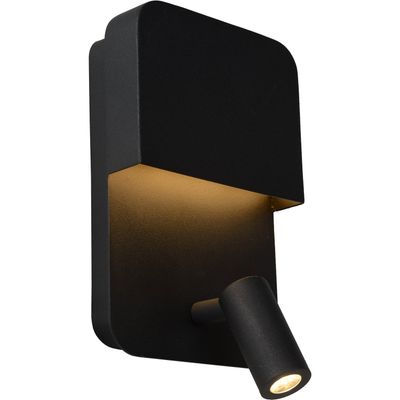 Lucide Boxer LED wall light with spot, black - Thumbnail 2