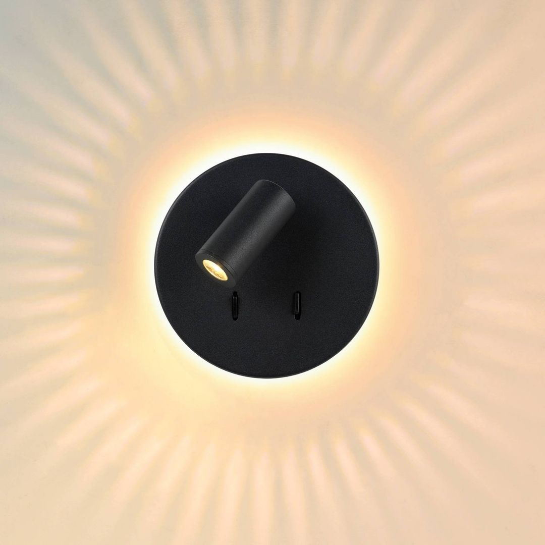 Lucide LED wall light Bentjer 2 light sources black - Image 1