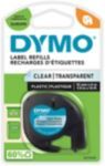 DYMO LetraTag Plastic Labels - 12mm. Label colour: Black on transparent Material: Polyester Country of origin: Belgium. Tape width: 1.2 cm Tape length: 4 m Quantity per pack: 1 pc(s)