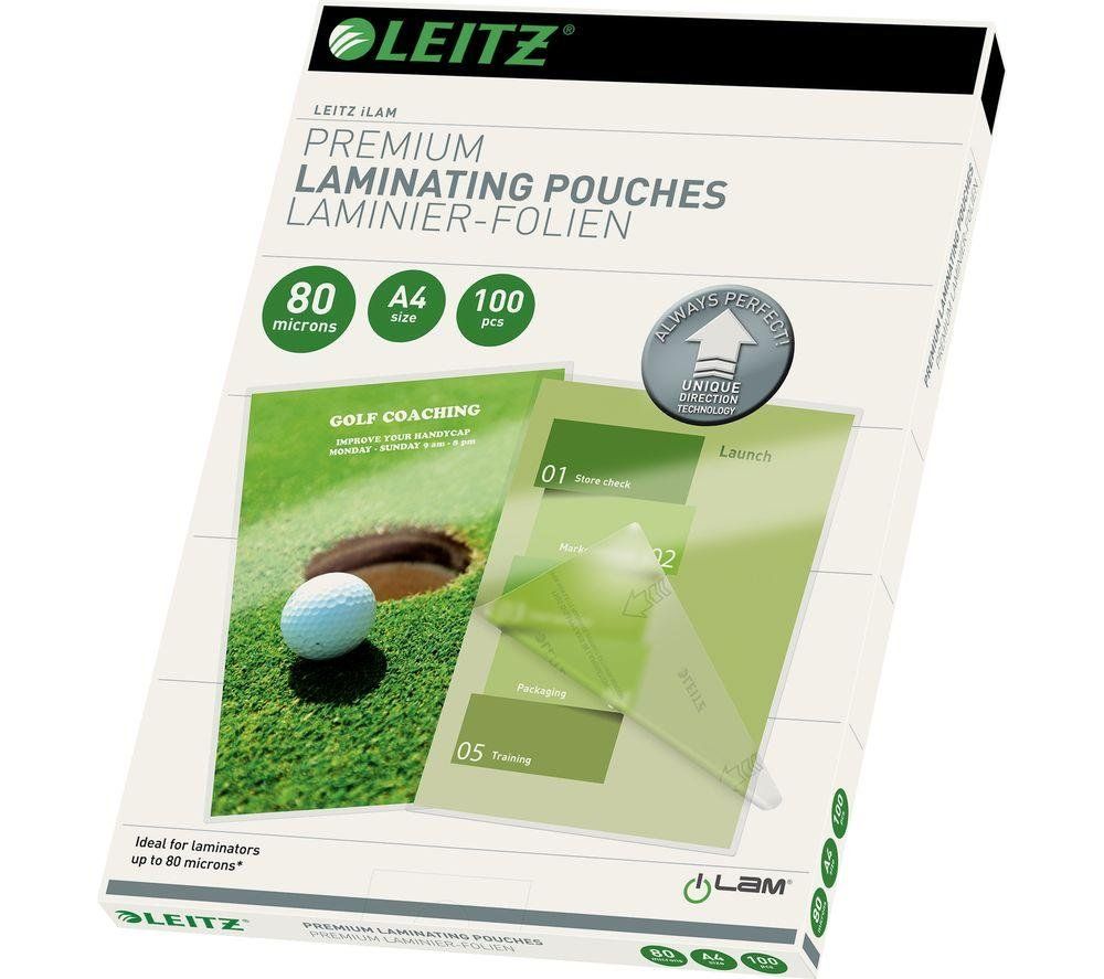 LEITZ iLAM 74780000 80 Micron A4 Laminating Pouches - 100 Pack - Image 1