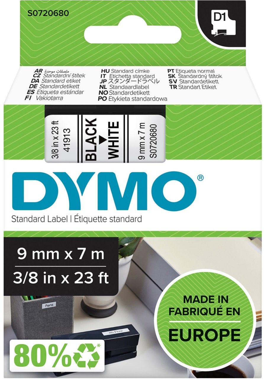 DYMO D1 Standard - Black on White - 9mm - Image 1