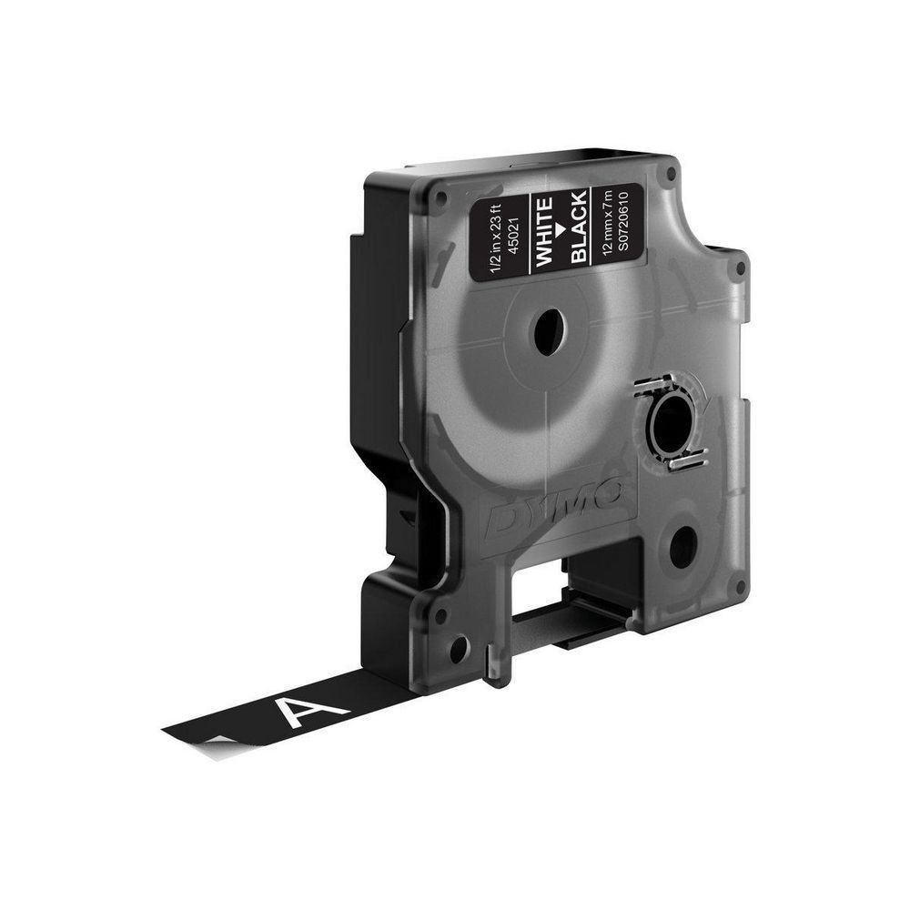 DYMO D1 Standard - White on Black - 12mm - Image 1
