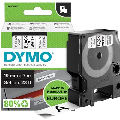 DYMO D1 Standard - Black on White - 19mm