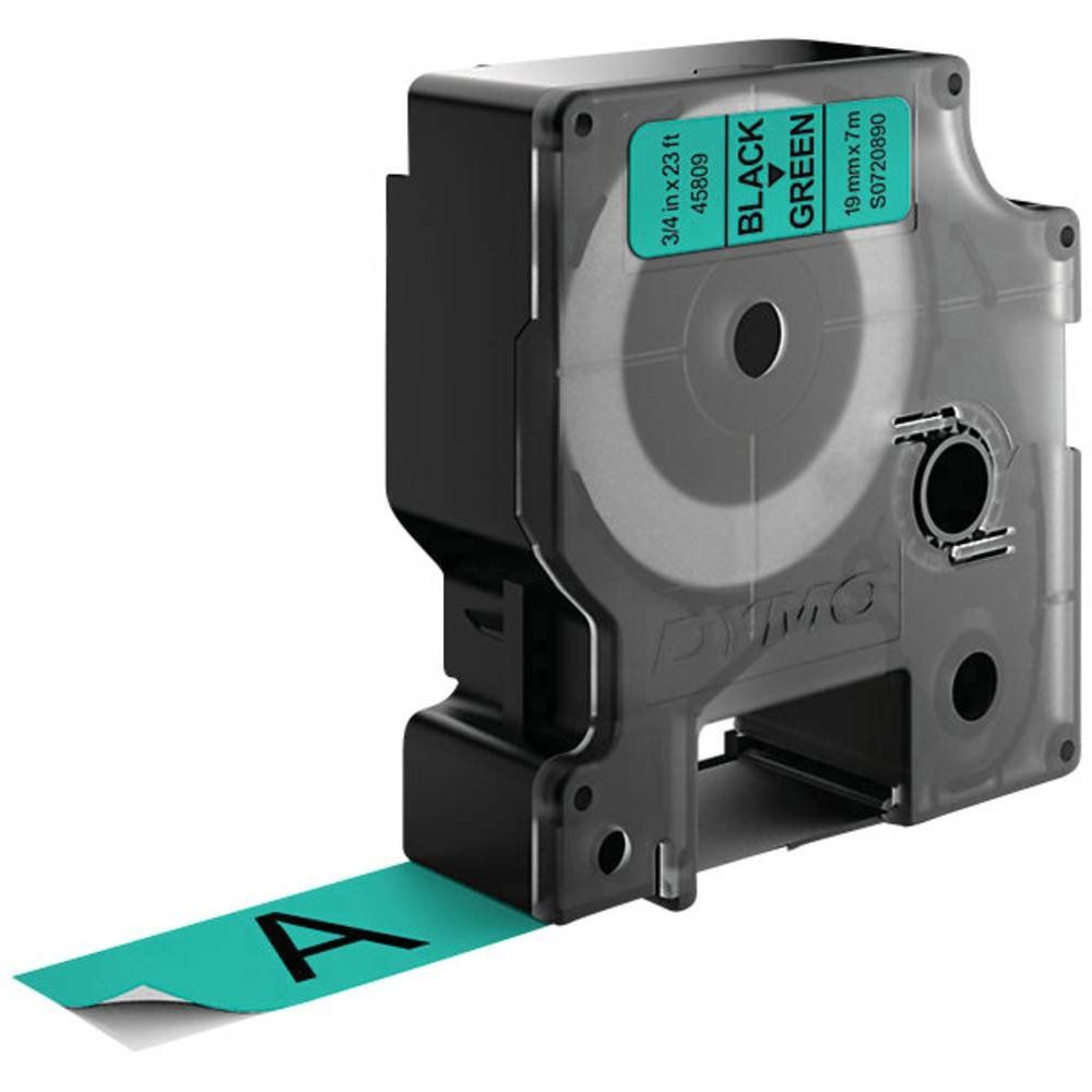 DYMO D1 Standard - Black on Green - 19mm - Image 1