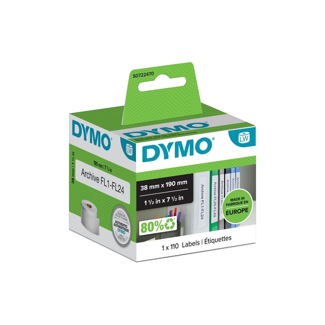 DYMO Small Lever Arch File Labels - 38 x 190 mm - S0722470 - Image 1