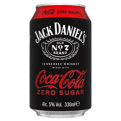 Jack Daniel's Old No. 7 Brand Tennessee Whiskey Mixed with Coca-Cola Zero Sugar 330ml - Thumbnail 2
