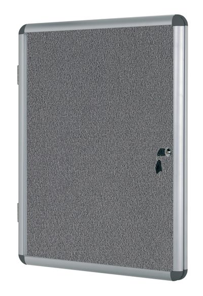 Bi-Office Enclore Felt Lockable Glazed Case Aluminium Frame Grey Felt 1160x35x981mm VT640103150