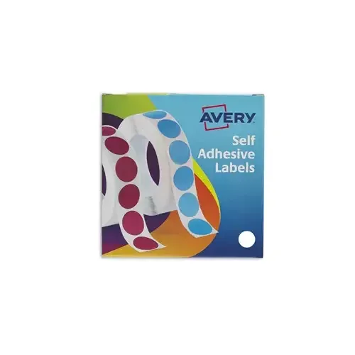 Avery Labels in Dispenser Round 19mm Diameter White (Pack 1400 Labels) 24-404 - Image 1