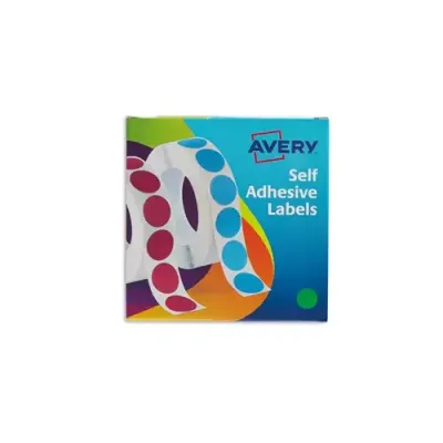 Avery Labels in Dispenser Round 19mm Diameter Green (Pack 1120 Labels)