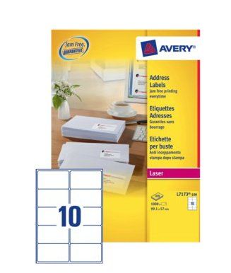Avery L7173-100 addressing label Self-adhesive label White