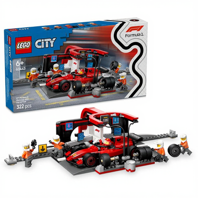 LEGO City 60443 F1 Pit Stop & Pit Crew with Ferrari Car Set - Thumbnail 2