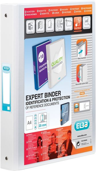 Elba Vision 25mm 4 O-Ring Binder PP A4 White 100080879