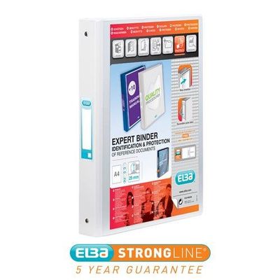 Elba Vision Ring Binder A4 30mm Spine 25mm Capacity 2 O-Ring White 100080889