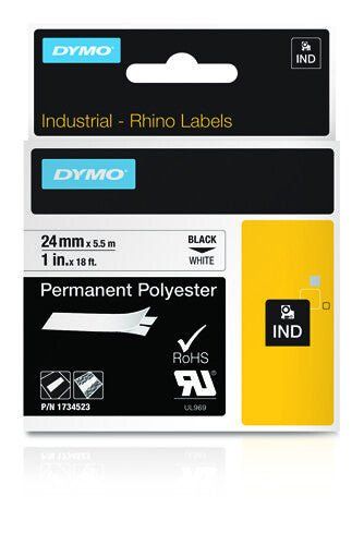 Dymo 1734523/S0773830 Ribbon Polyester permanent black on white 24mm x - Image 1