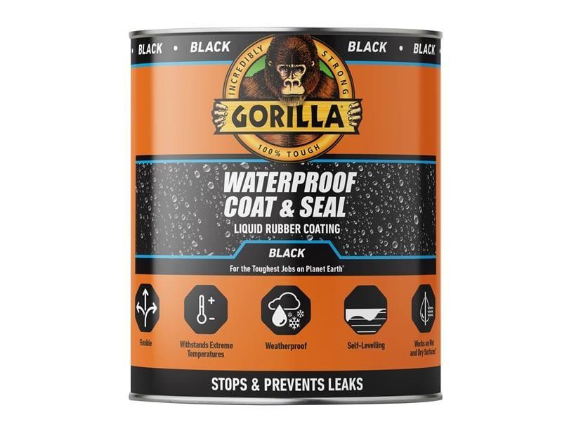 Gorilla Glue Waterproof Coat & Seal Liquid Rubber Coating Black 946Ml 114558 - Image 1