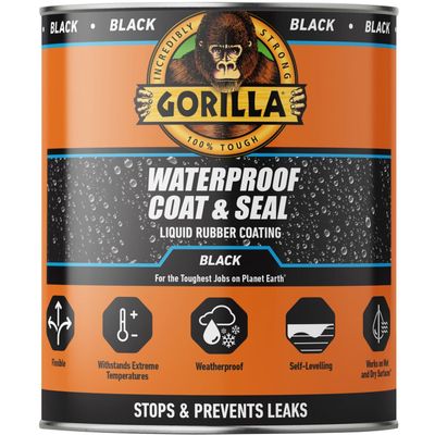 Gorilla Glue Waterproof Coat & Seal Liquid Rubber Coating Black 946Ml 114558 - Thumbnail 2