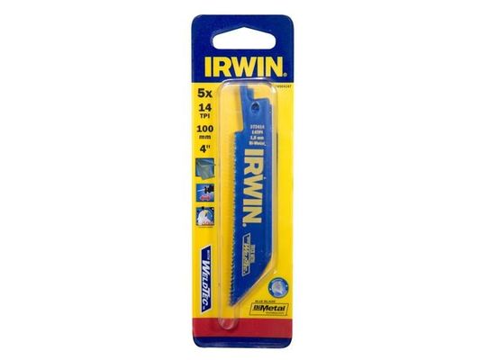 IRWIN 414R Sabre Saw Blade Metal Cutting 100mm 14 TPI Pack of 5 - Grey - Thumbnail 2