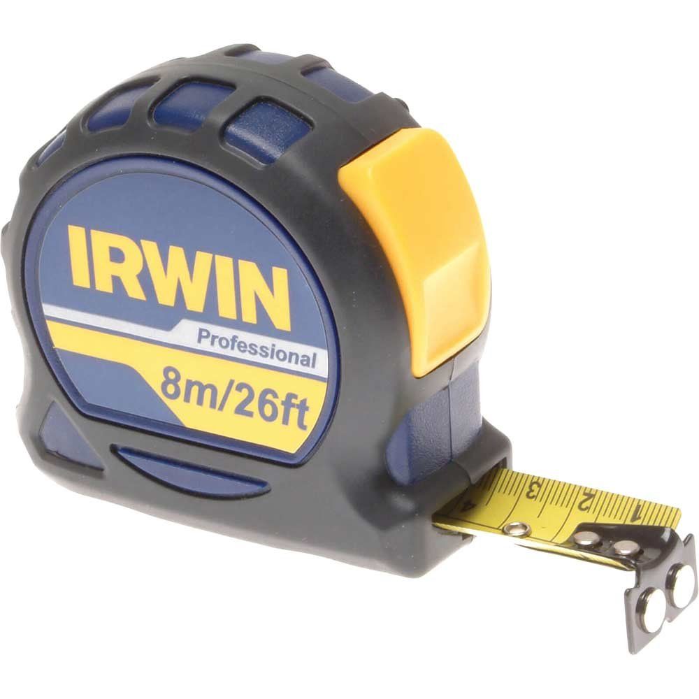 Irwin Professional Pocket Tape Measure Imperial & Metric 26ft / 8m 25mm - Image 1