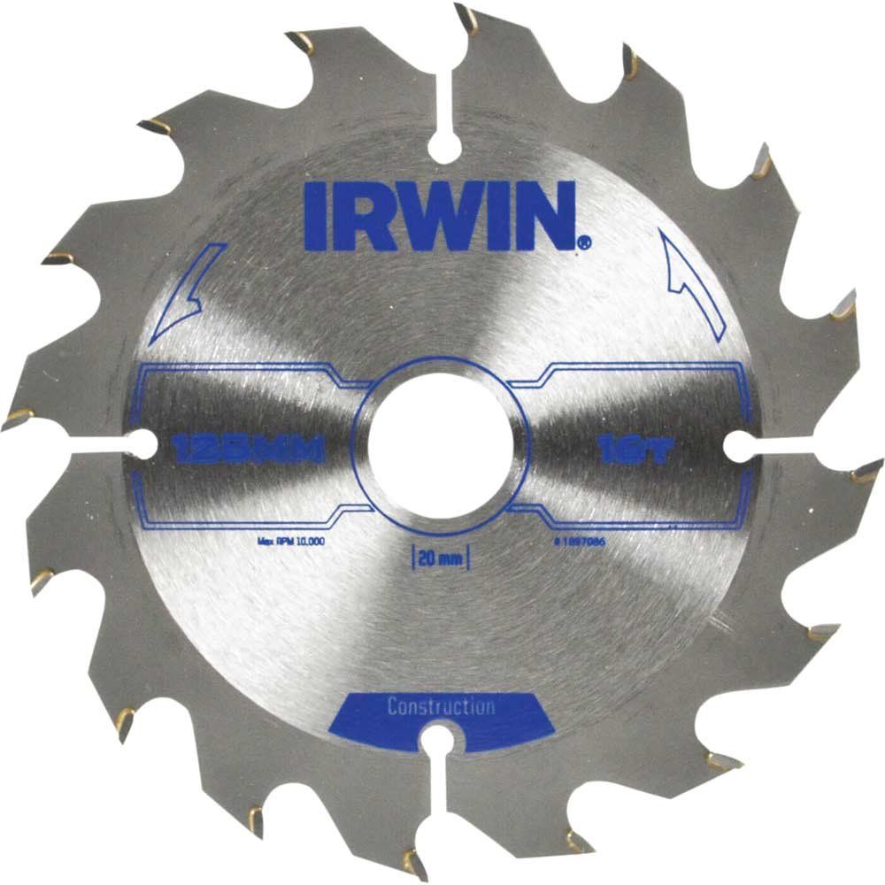 Irwin ATB Construction Circular Saw Blade 125mm 16T 20mm - Image 1