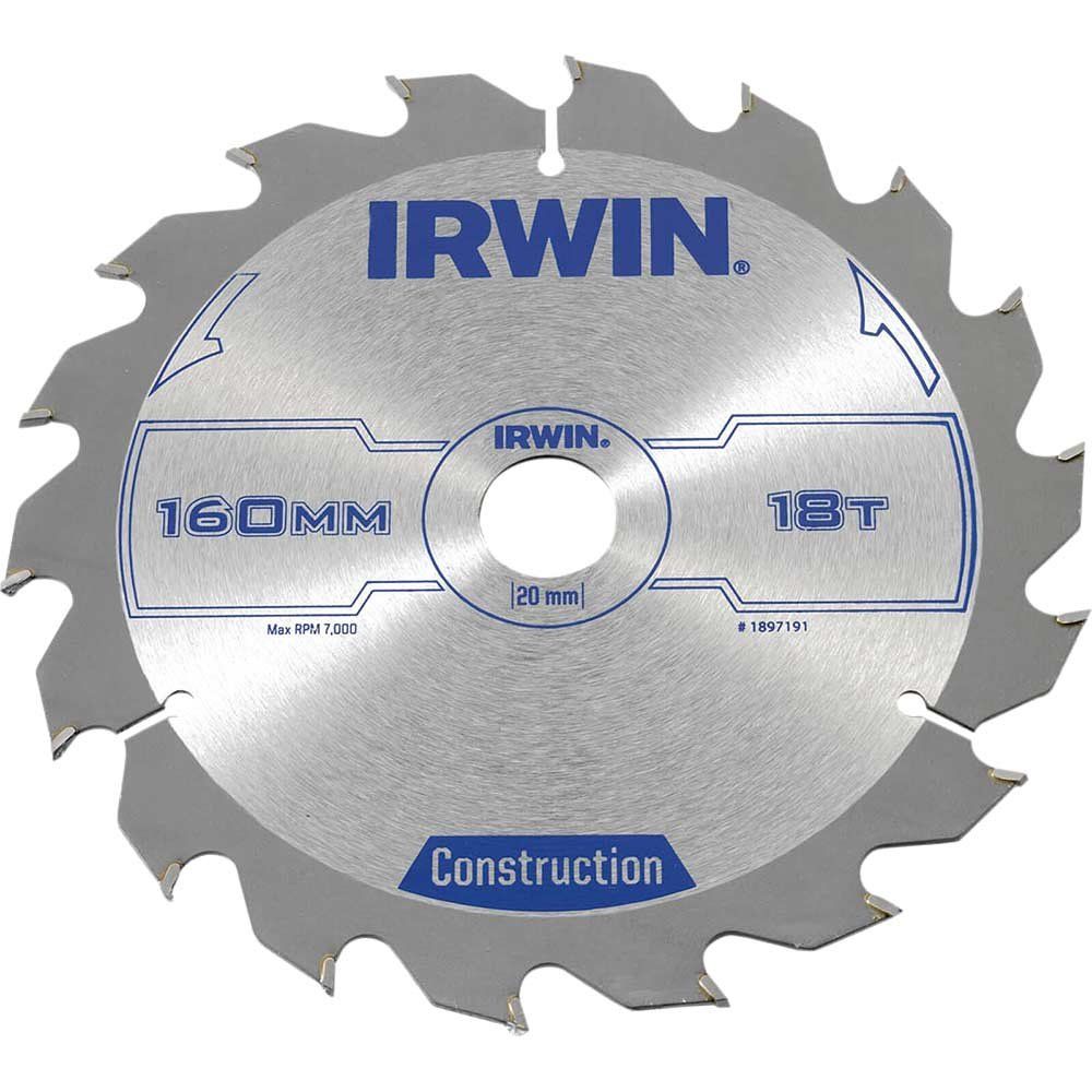 Irwin ATB Construction Circular Saw Blade 160mm 18T 20mm - Image 1